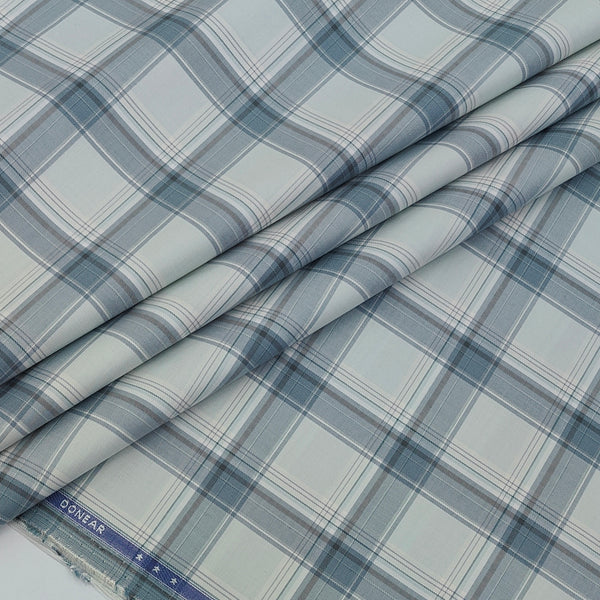 Shirt Fabric Donear LA Finish Premium Giza Cotton Tartan Check Colour Greenish Grey