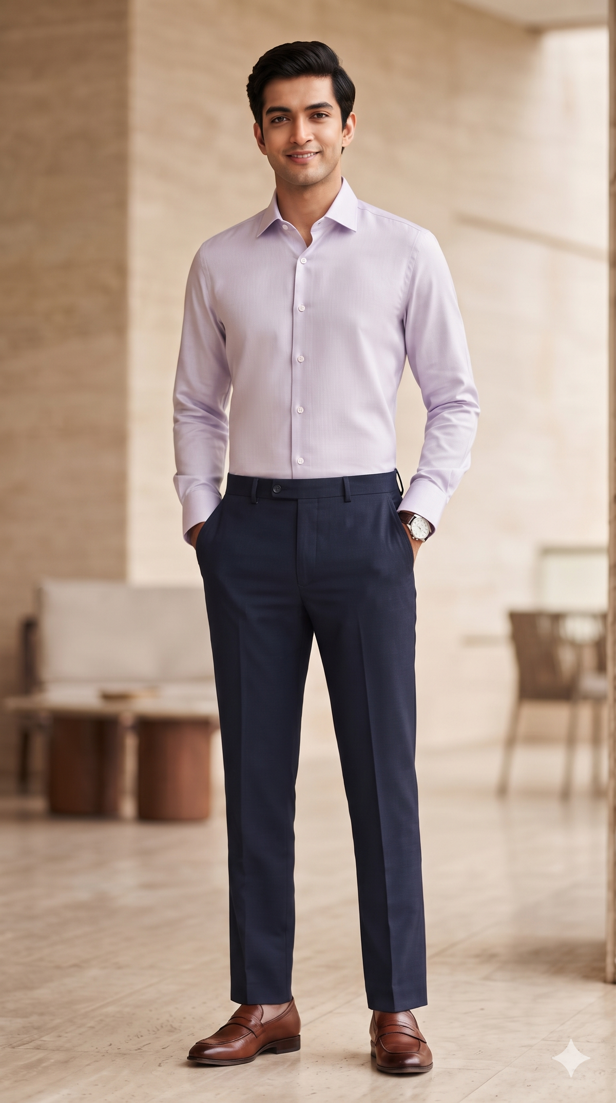 Combo Raymond Dark Blue Dobby Trouser Fabric And Mantire Poly Cotton Light Lavender Shirt Fabric