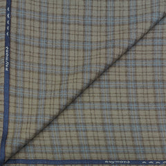 Raymond Super 100s count 100% Wool Tweed Windowpane Check Blazer Fabric Colour Earth Brown N Muted Blue