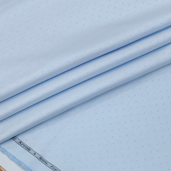 Shirt Fabric Arvind 100% Pure Cotton Dobby Colour Sky Blue