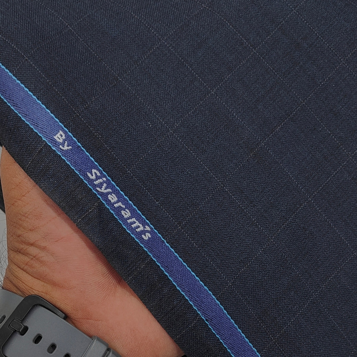 Blazer Fabric Siyaram Poly Viscose Windowpane Check Colour Deep Bluish