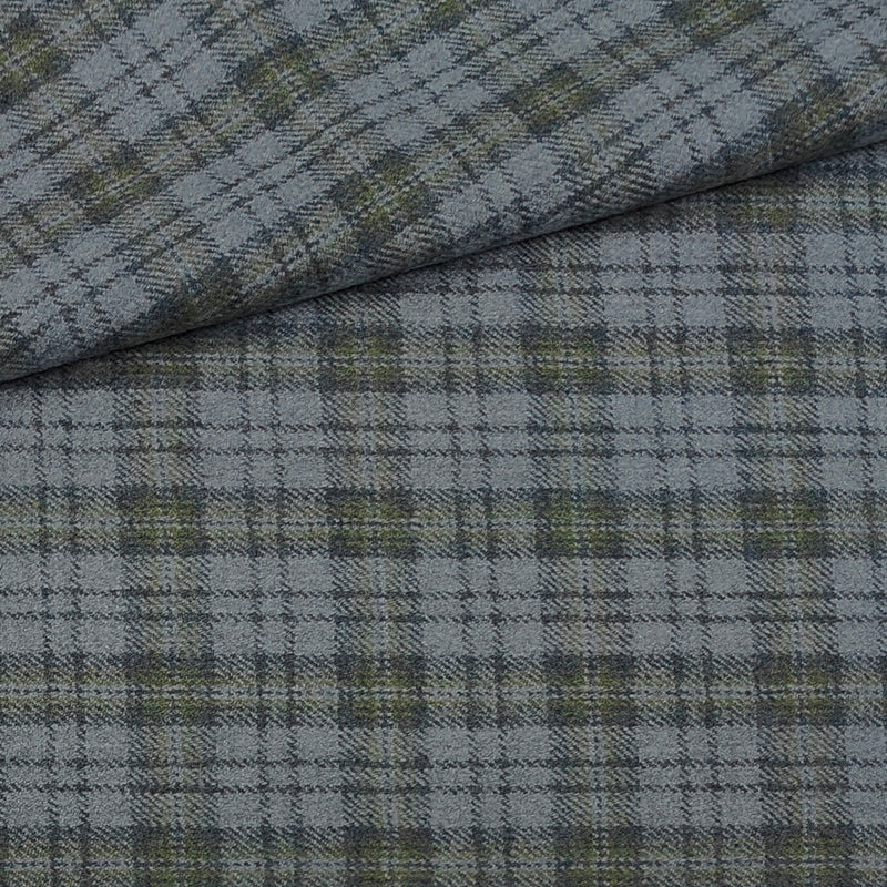 Raymond Super 100s count 100% Wool Tweed Windowpane Check Blazer Fabric Colour Grey N Dull Green