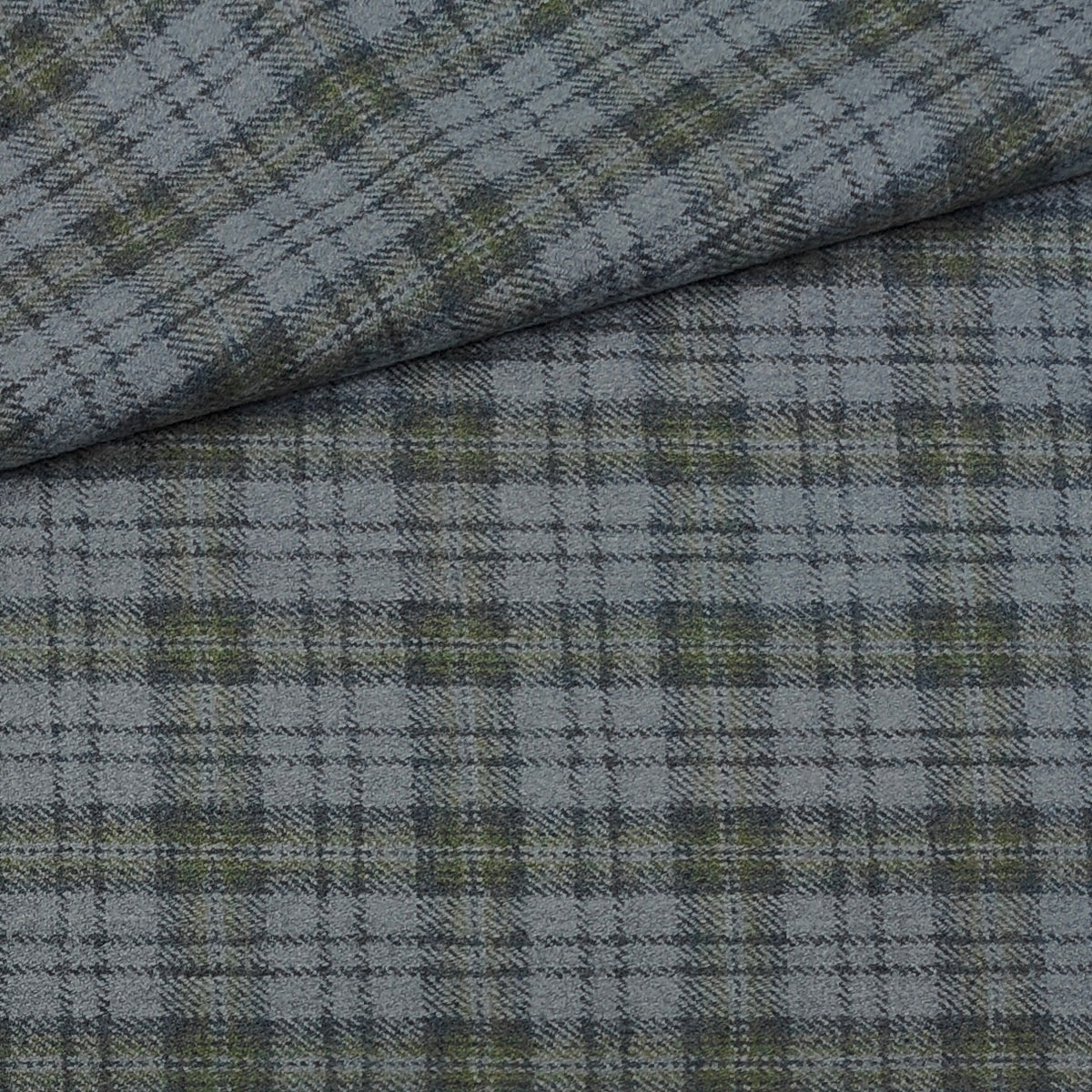 Raymond Super 100s count 100% Wool Tweed Windowpane Check Blazer Fabric Colour Grey N Dull Green