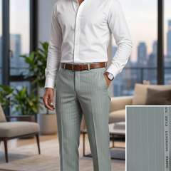 Trouser Fabric OCM Exotic Premium Super 150s Count 40% Merino Wool Lining Color Pistachio Green