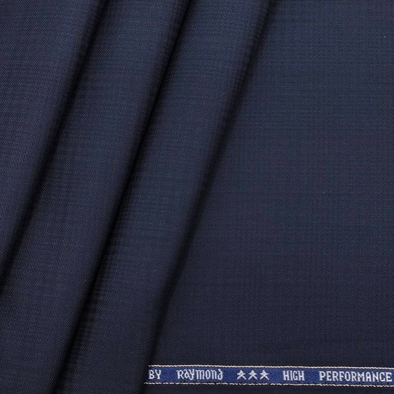 Raymond Men's Premium Stretchable Mix Check Trouser Fabric Color Navy Blue