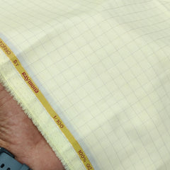 Shirt Fabric Raymond Portofino Super 1/100s Count Giza Cotton Graph Check Colour Pastel Yellow Cream