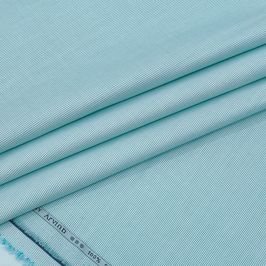 Shirt Fabric Arvind 100% Pure Cotton Micro Check Colour Mint Green