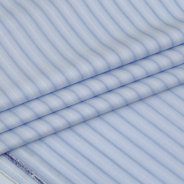 Shirt Fabric Donear Premium 100% Pure Cotton Fine Stripes Colour Light Blue N White