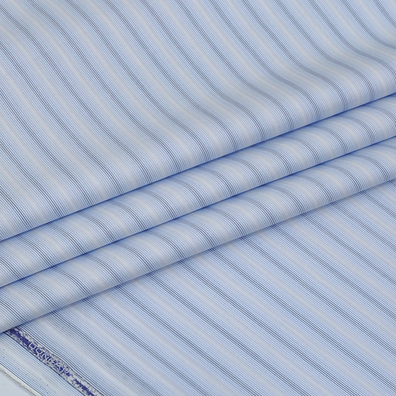 Shirt Fabric Donear Premium 100% Pure Cotton Fine Stripes Colour Light Blue N White