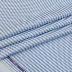 Shirt Fabric Soktas Finest 80s Giza Cotton Bengal Stripe With Dobby Colour Blue N White