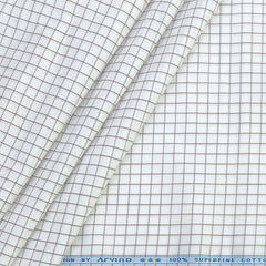 Shirt Fabric Arvind 100% Pure Cotton check Colour white and Brown