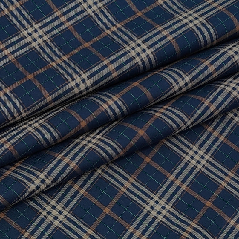 Shirt Fabric Donear LA Finish Premium Giza Cotton Tartan Check Colour Dark Navy Blue
