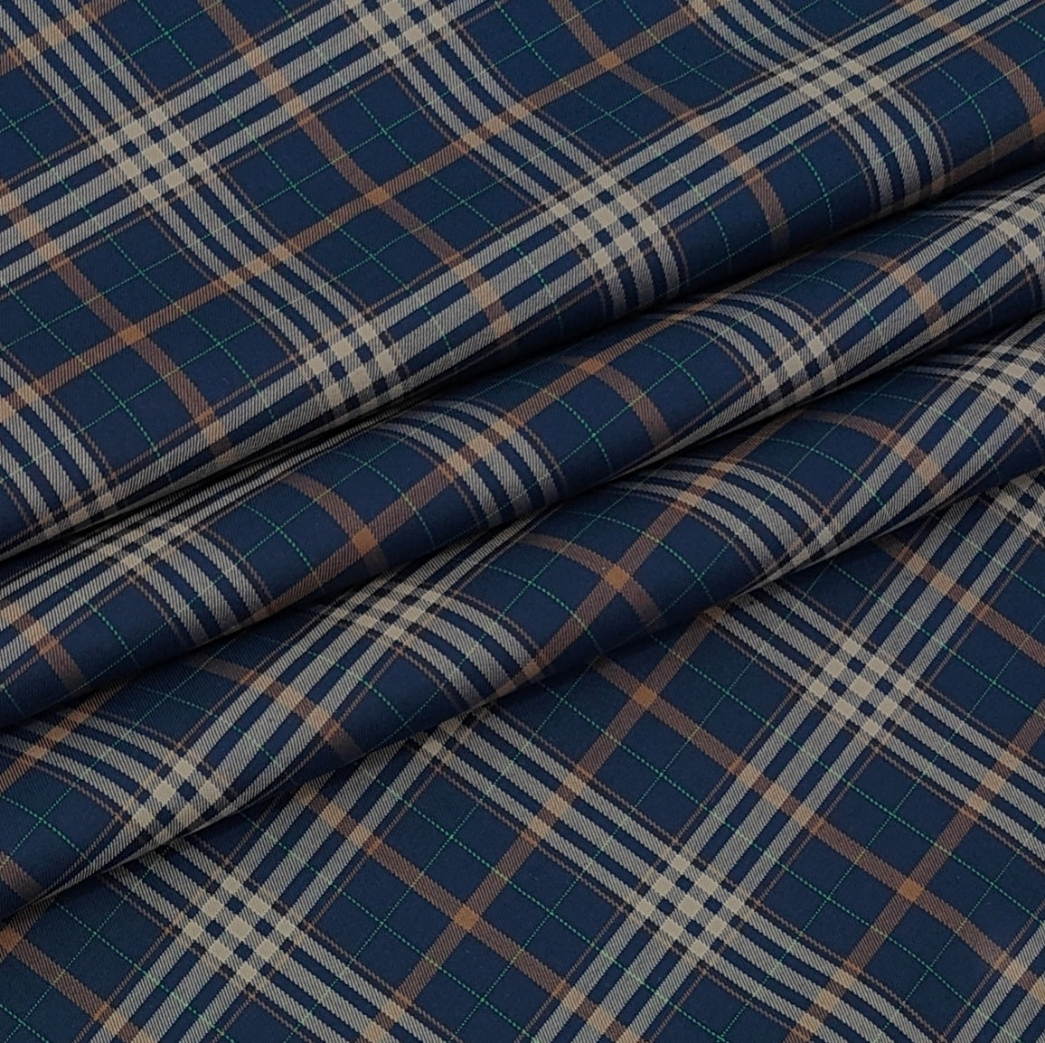 Shirt Fabric Donear LA Finish Premium Giza Cotton Tartan Check Colour Dark Navy Blue