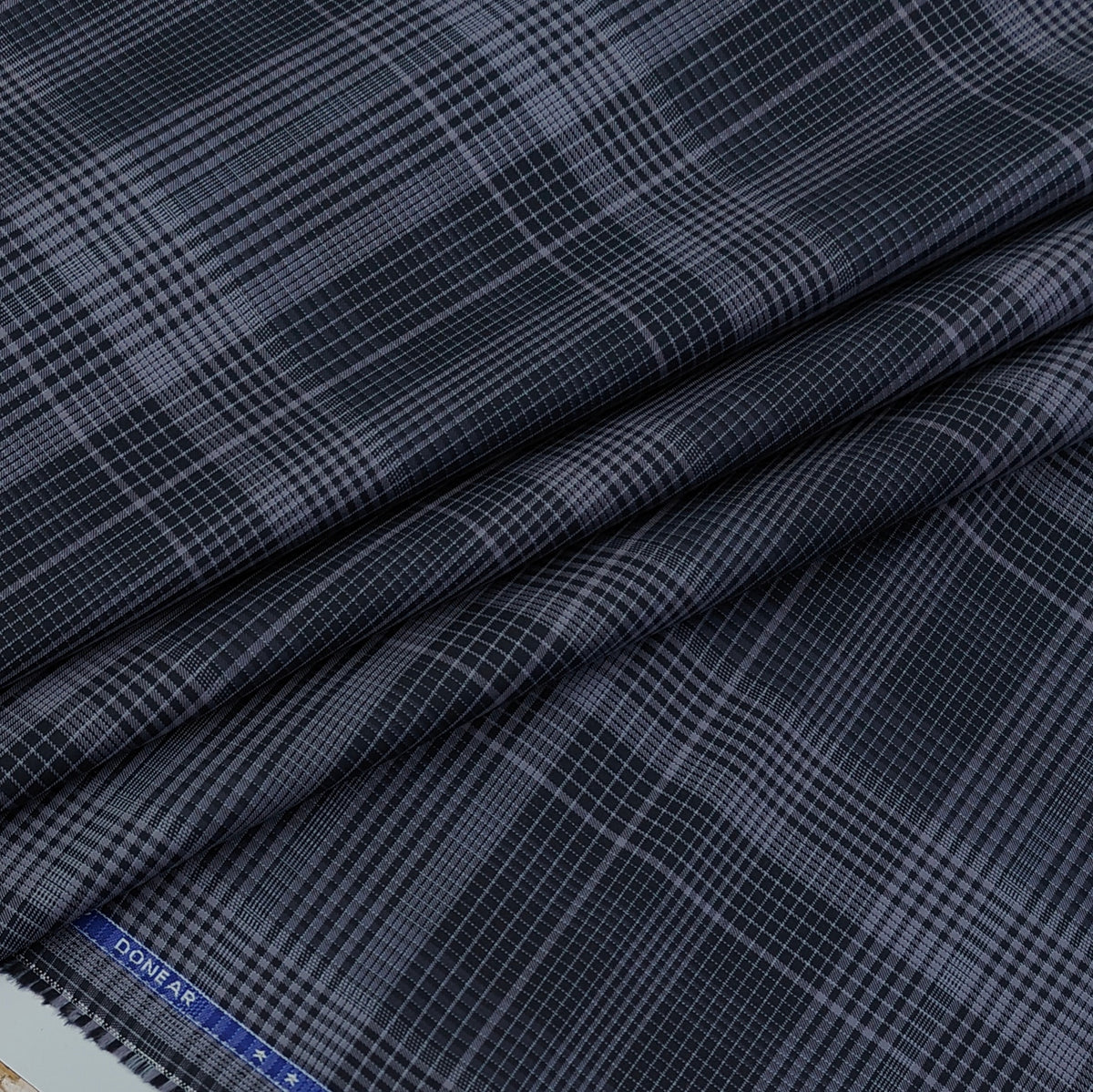 Shirt Fabric Donear Premium 100% Pure Cotton Wales Check Colour Black N Dusty Lavender