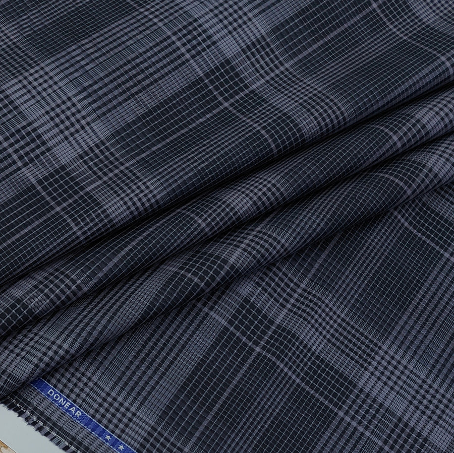 Shirt Fabric Donear Premium 100% Pure Cotton Wales Check Colour Black N Dusty Lavender