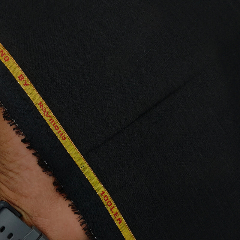 Shirt Fabric Raymond Portofino Super 100Lea*100Lea Pure Linen Plain Colour Jet Black