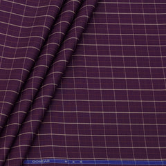 Shirt Fabric Donear Premium 100% Pure Cotton Windowpane Check Colour Imperial Purple