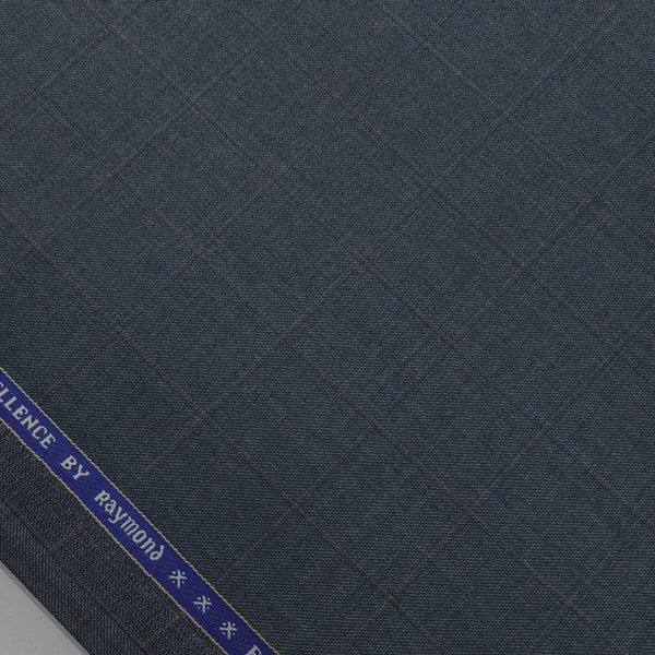 Suit Fabric Raymond Super Luxurious 40% Rich Wool Broad Check Color Greyish Blue