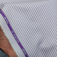 Shirt Fabric Soktas Finest 80s Giza Cotton PinStripe Colour Claret Purple N White