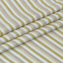Shirt Fabric Arvind 100% Pure Cotton Multi Stripes Colour Olive Green N White