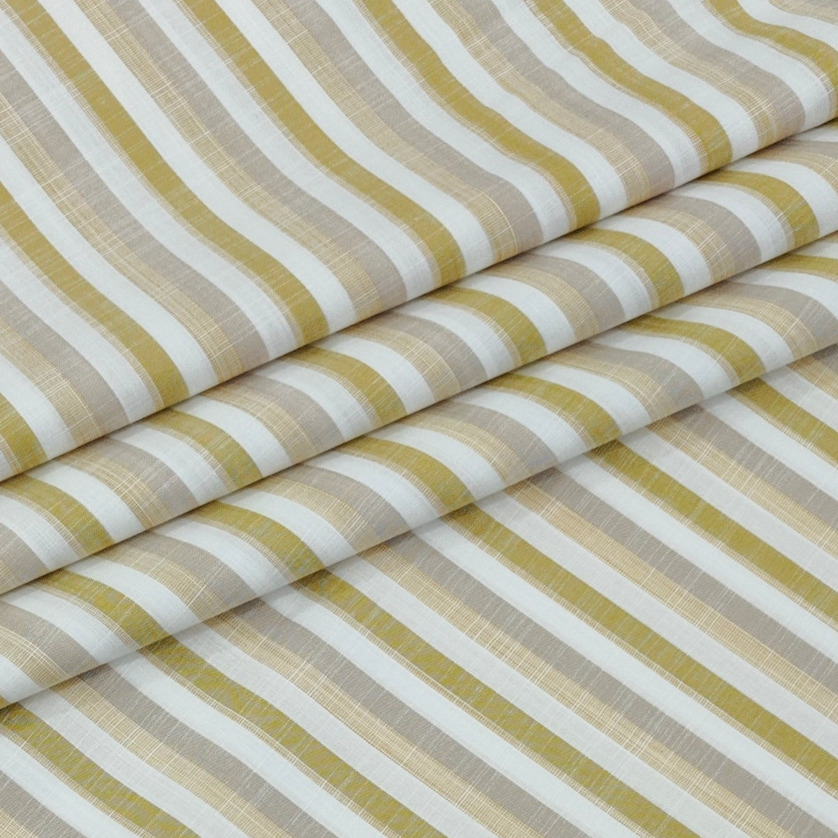 Shirt Fabric Arvind 100% Pure Cotton Multi Stripes Colour Olive Green N White