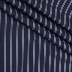 Shirt Fabric Soktas Finest 80s Giza Cotton Herrigbone Stripe Colour Merchant Blue