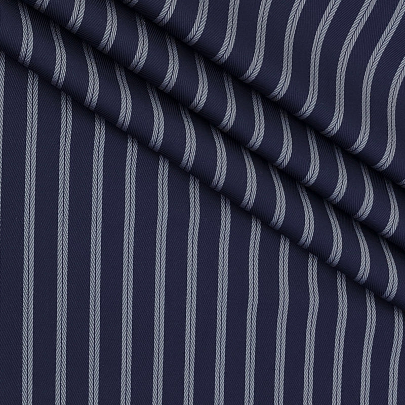 Shirt Fabric Soktas Finest 80s Giza Cotton Herrigbone Stripe Colour Merchant Blue