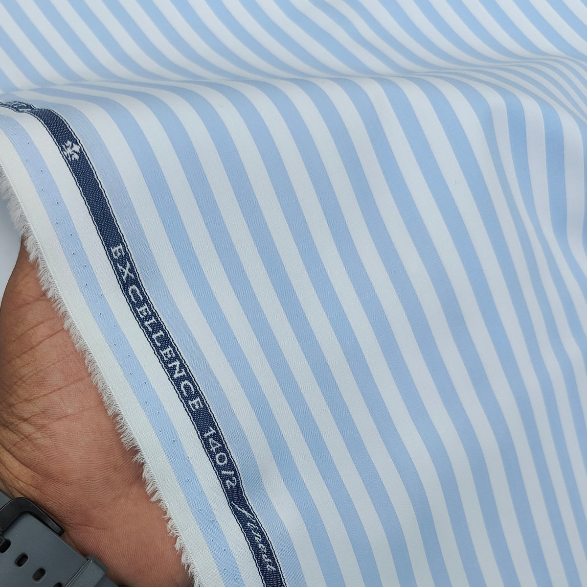 Shirt Fabric Soktas 140/2 Giza Cotton Bengal Stripe Colour Light Blue N White