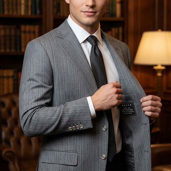 Raymond Super 160s count 100% Wool Tweed Self Stripes Blazer Fabric Colour Worsted Grey