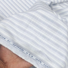 Shirt Fabric Arvind 100% Pure Cotton Patta  line Colour grey