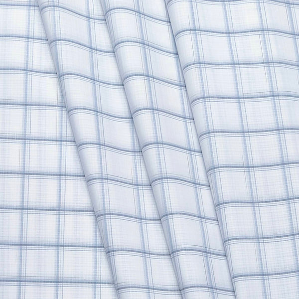 ManTire Men's Poly Cotton Wrinkle Free Check Shirt Fabric Colour Ash Grey