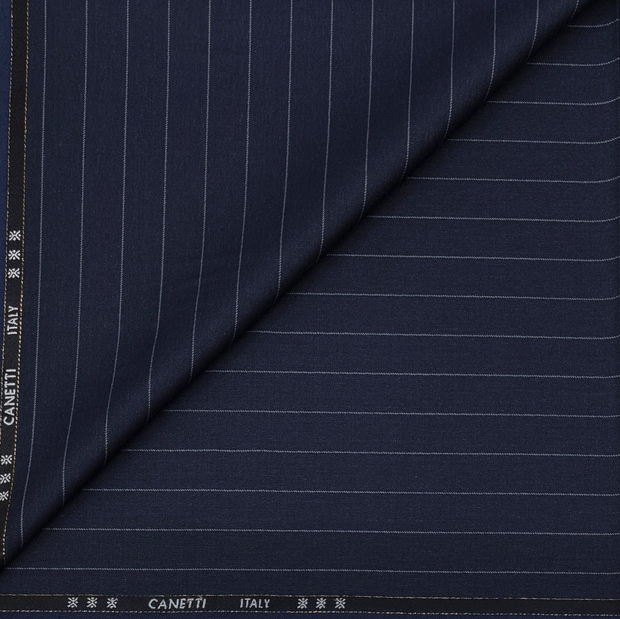 Trouser Fabric Canetti Italy Merino 100s Wool Blend Broad Lining Colour Dark Blue