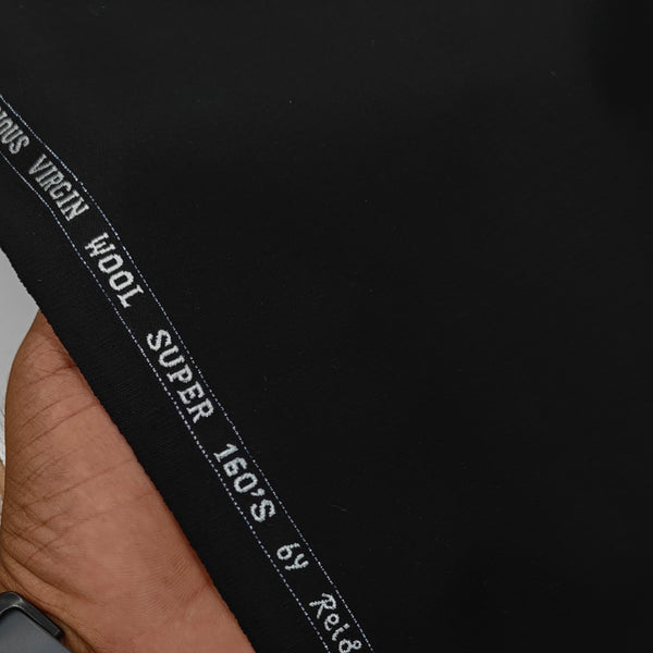 Suit Fabric Reid N Taylor Exotic Super 160s Luxurious 95% Rich Wool Plain Color Rich Black