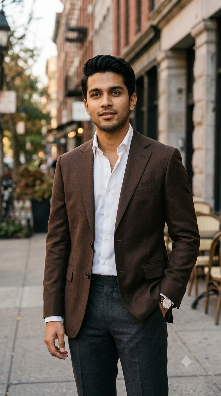 Blazer Fabric Raymond Poly Viscose Slub Colour Dark Wood Brown