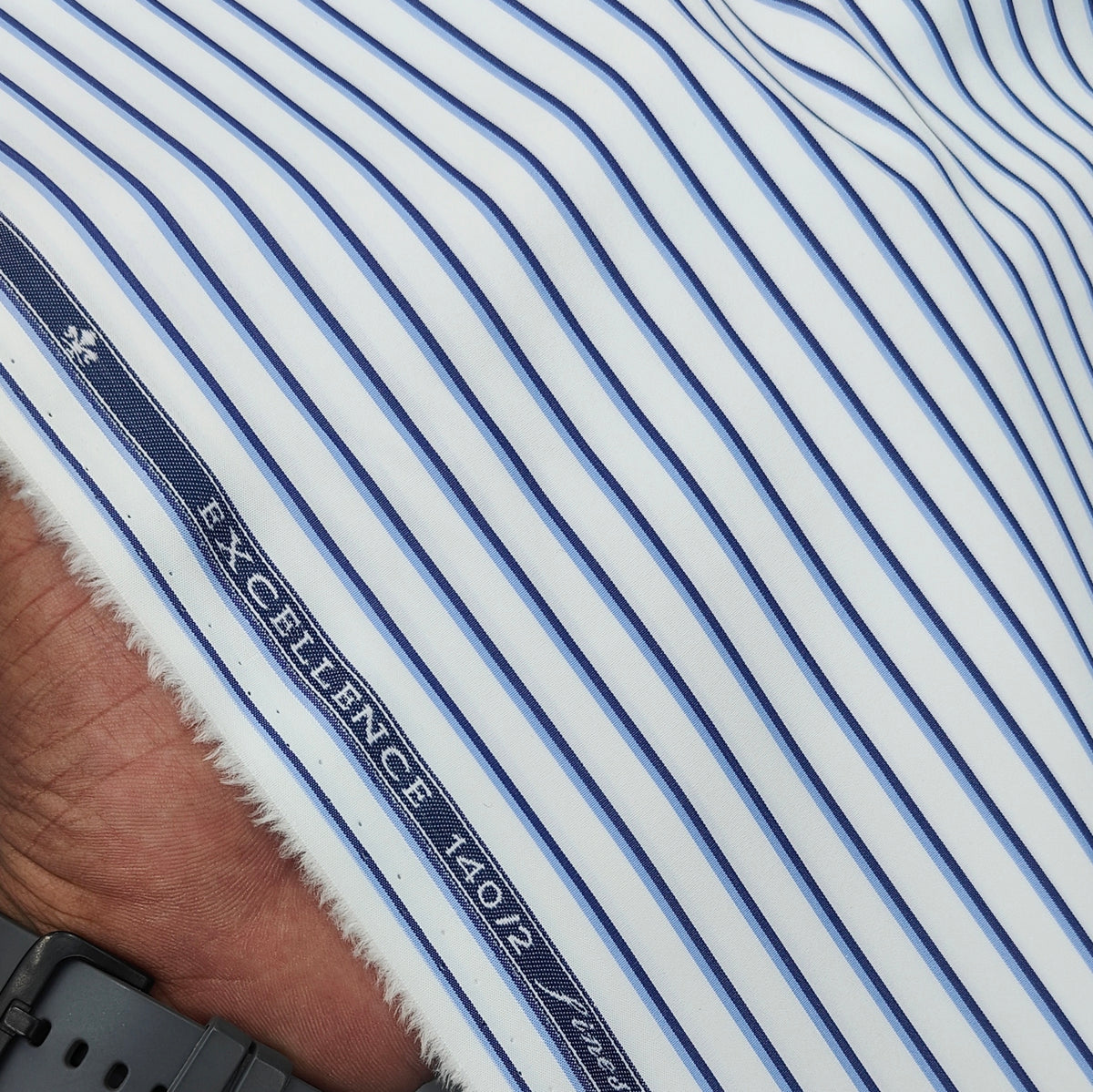 Shirt Fabric Soktas 140/2 Giza Cotton Multi Tone Stripes Colour Blue N White