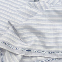 Shirt Fabric Arvind 100% Pure Cotton Patta  line Colour grey