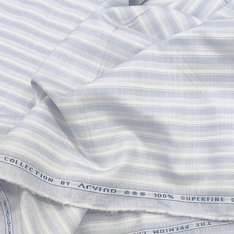 Shirt Fabric Arvind 100% Pure Cotton Patta  line Colour grey