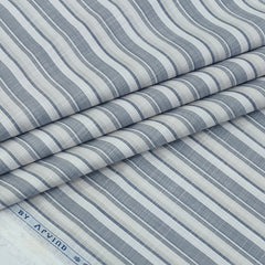Shirt Fabric Arvind 100% Pure Cotton Patta Lining Colour Slate Grey N White