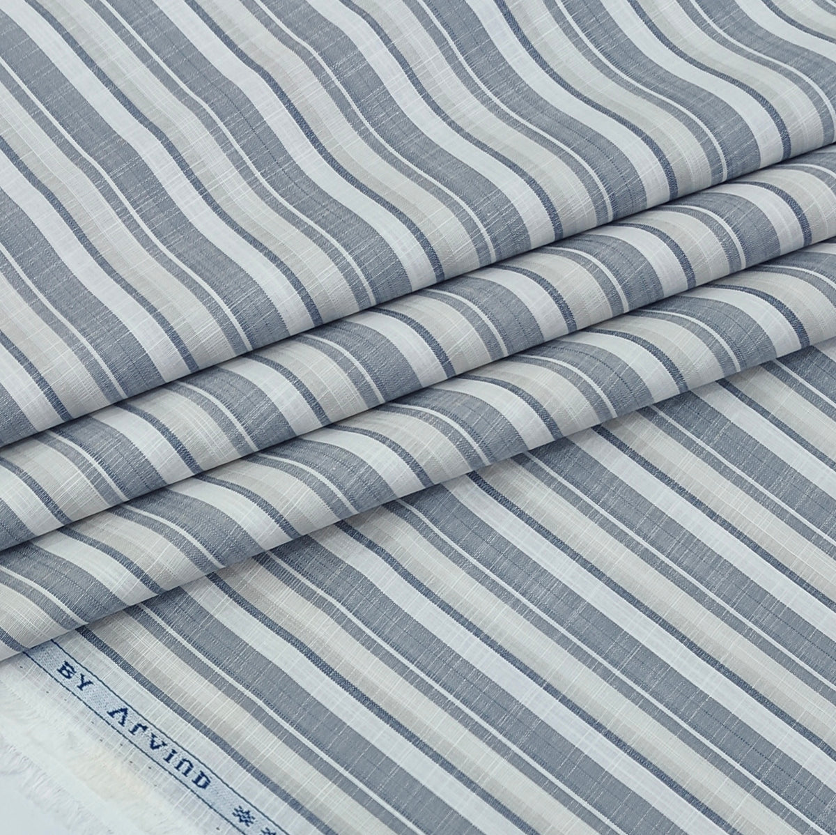 Shirt Fabric Arvind 100% Pure Cotton Patta Lining Colour Slate Grey N White