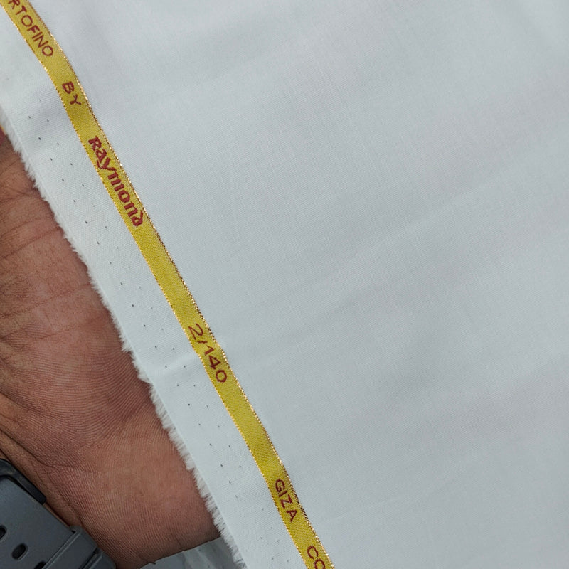 Shirt Fabric Raymond Portofino Super 2/140s Count Giza Cotton Plain Colour White