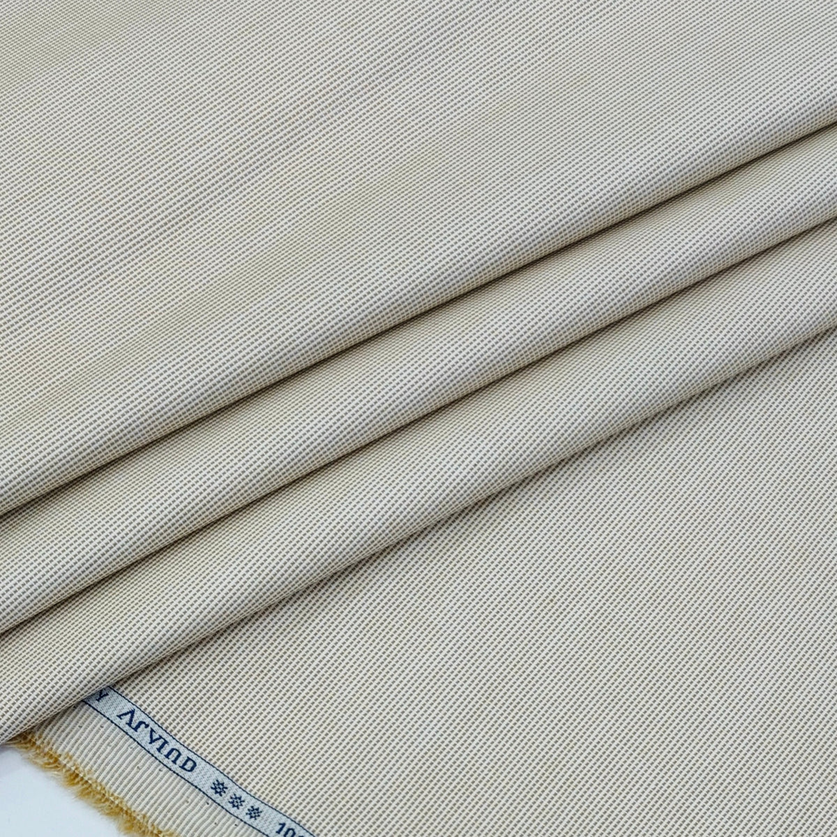 Shirt Fabric Arvind 100% Pure Cotton Micro Check Colour Tan Brown