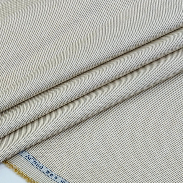 Shirt Fabric Arvind 100% Pure Cotton Micro Check Colour Tan Brown