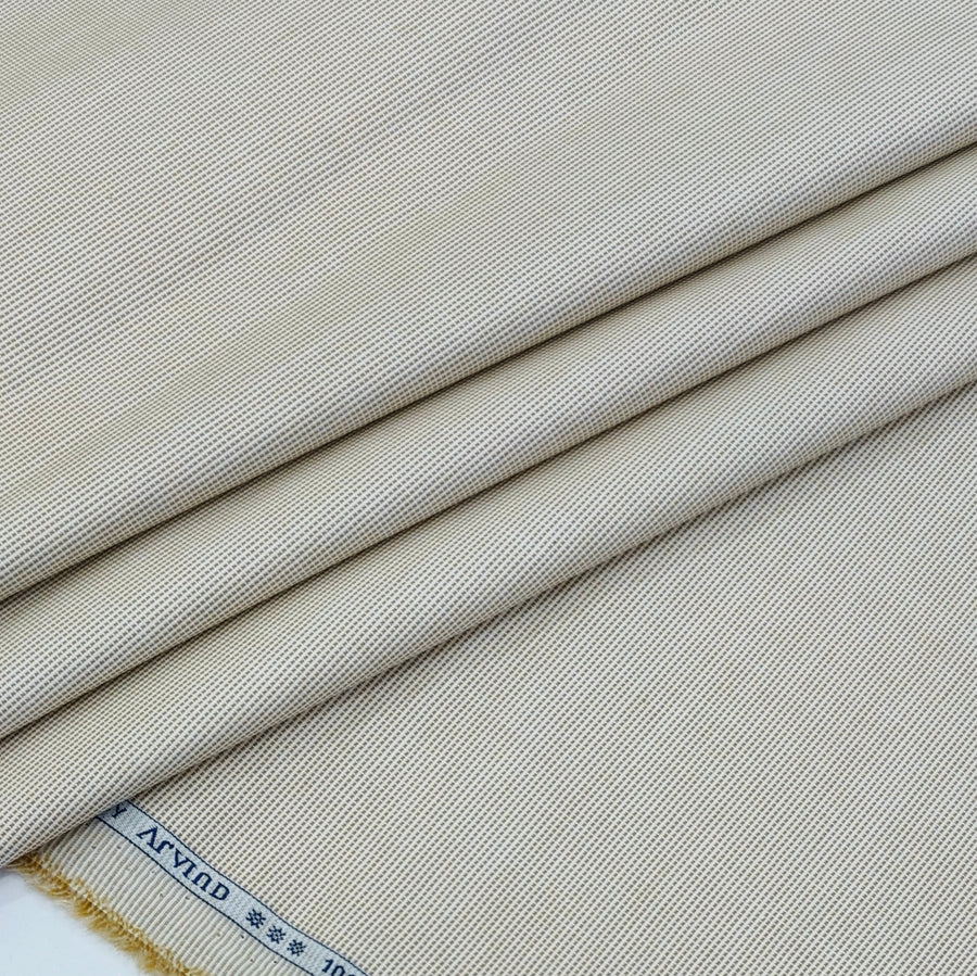 Shirt Fabric Arvind 100% Pure Cotton Micro Check Colour Tan Brown