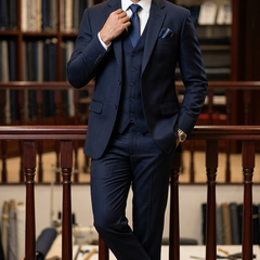 Suit Fabric Raymond Exotic Super 100s Count Luxurious 40% Rich Wool Plain Color Dark Coala Blue
