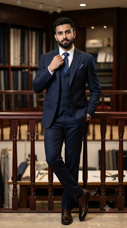 Suit Fabric Raymond Exotic Super 100s Count Luxurious 40% Rich Wool Plain Color Dark Coala Blue