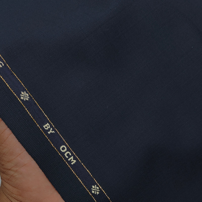 Suit Fabric OCM Exotic Premium Super 130s Count 40% Merino Wool Self Check Color Dark Blue