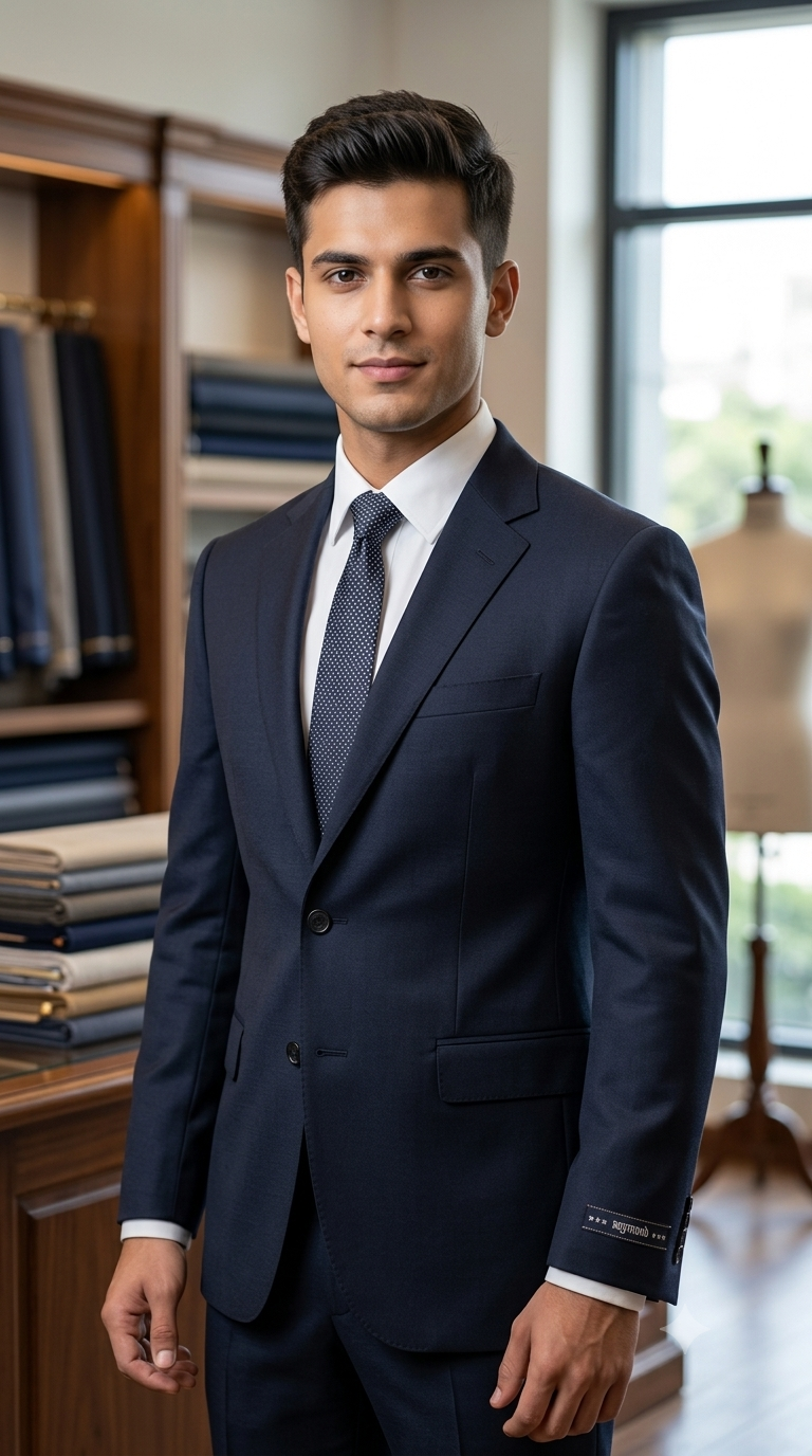 Suit Fabric Raymond Exotic Super 120s Count Luxurious 68% Rich Wool Stretchable Self Structure Color Bluish Black