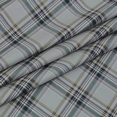 Shirt Fabric Donear LA Finish Premium Giza Cotton Tartan Check Colour Beige N Ash Brown