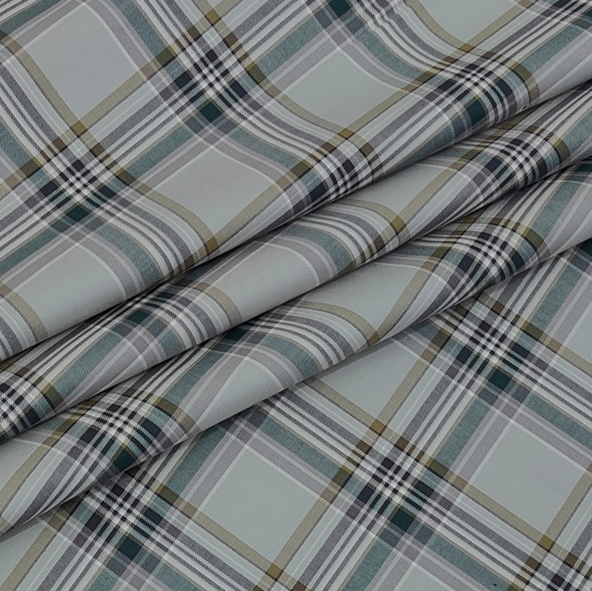 Shirt Fabric Donear LA Finish Premium Giza Cotton Tartan Check Colour Beige N Ash Brown