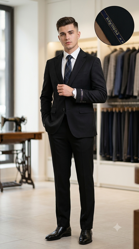 Suit Fabric Raymond Exotic Super 140s Count Luxurious 52% Rich Wool Plain Color Dull Black